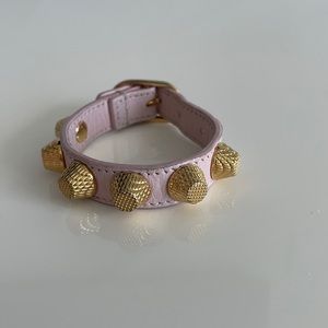Balenciaga Pink Leather with Gold Studs bracelet